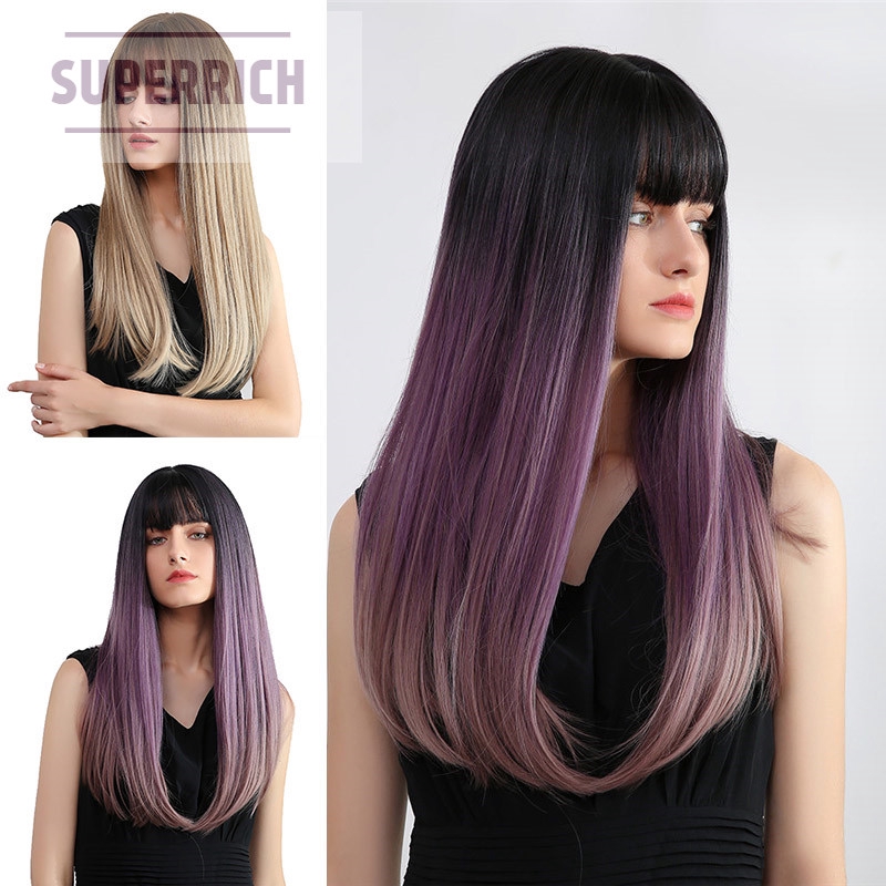 straight wig with bangs