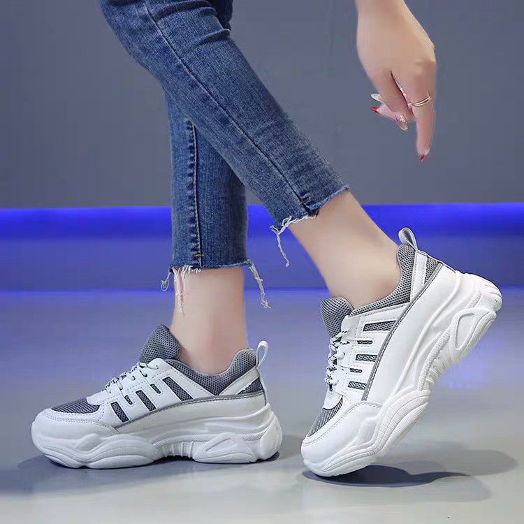 New Korean Fashion New Rubber White Sneakers Running High Cut Shoes For ...