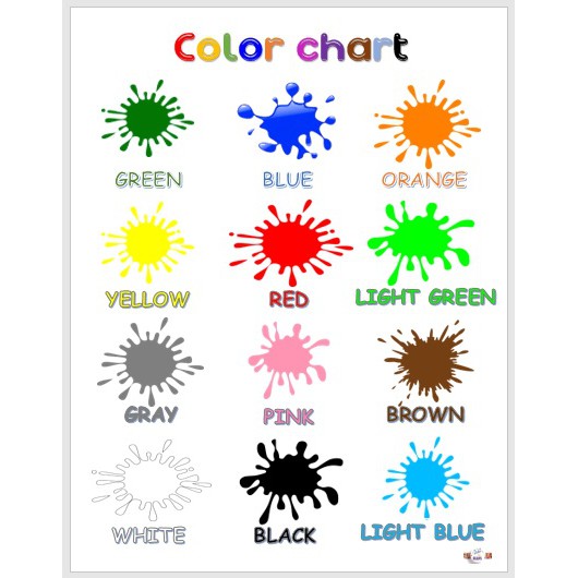 Laminated Chart Colors, Educational chart for kids (size 8.5 x 11 ...