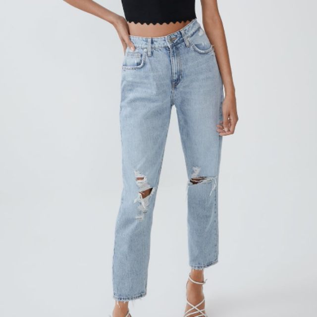 ripped mom fit jeans