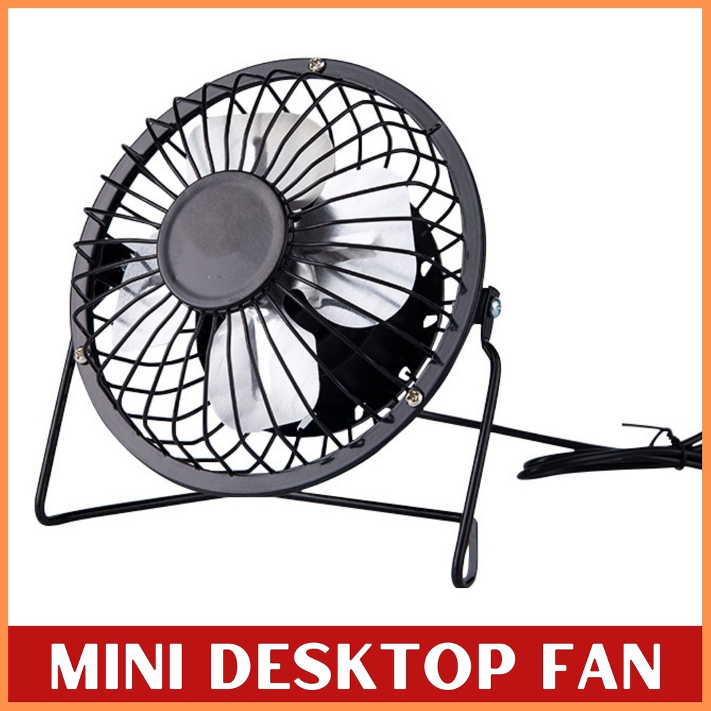 Mini USB Table Desk Personal Fan Metal Design, Quiet Operation 4" USB