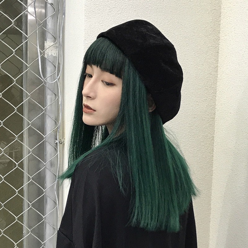 Net Red Round Face Wig Female Long Straight Hair Air Bangs M