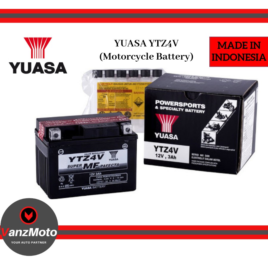 Yuasa YTZ4V Motorcycle Battery best for Mio Soul / MXI / etc.. | Shopee ...