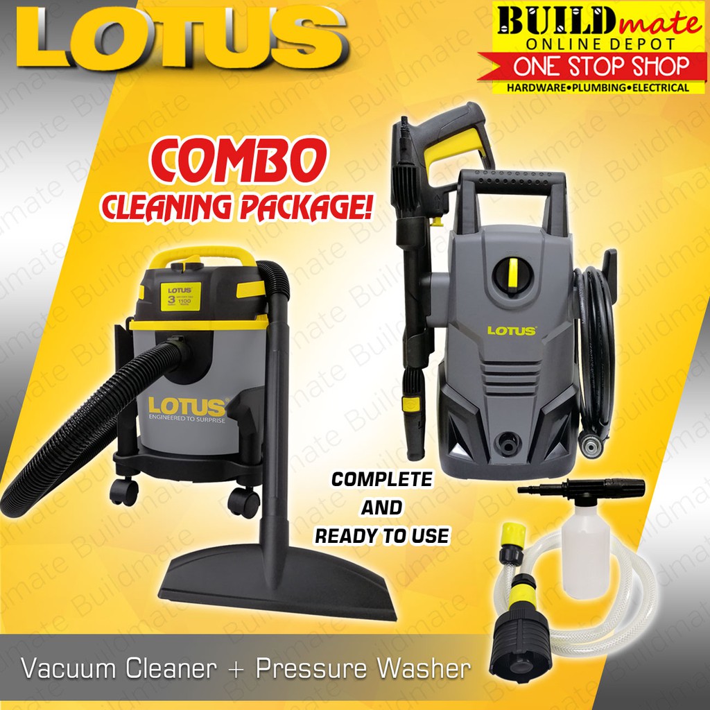 LOTUS PACKAGE Pressure Washer 1400W & Vacuum Cleaner 3Gallon •BUILDMATE• Shopee