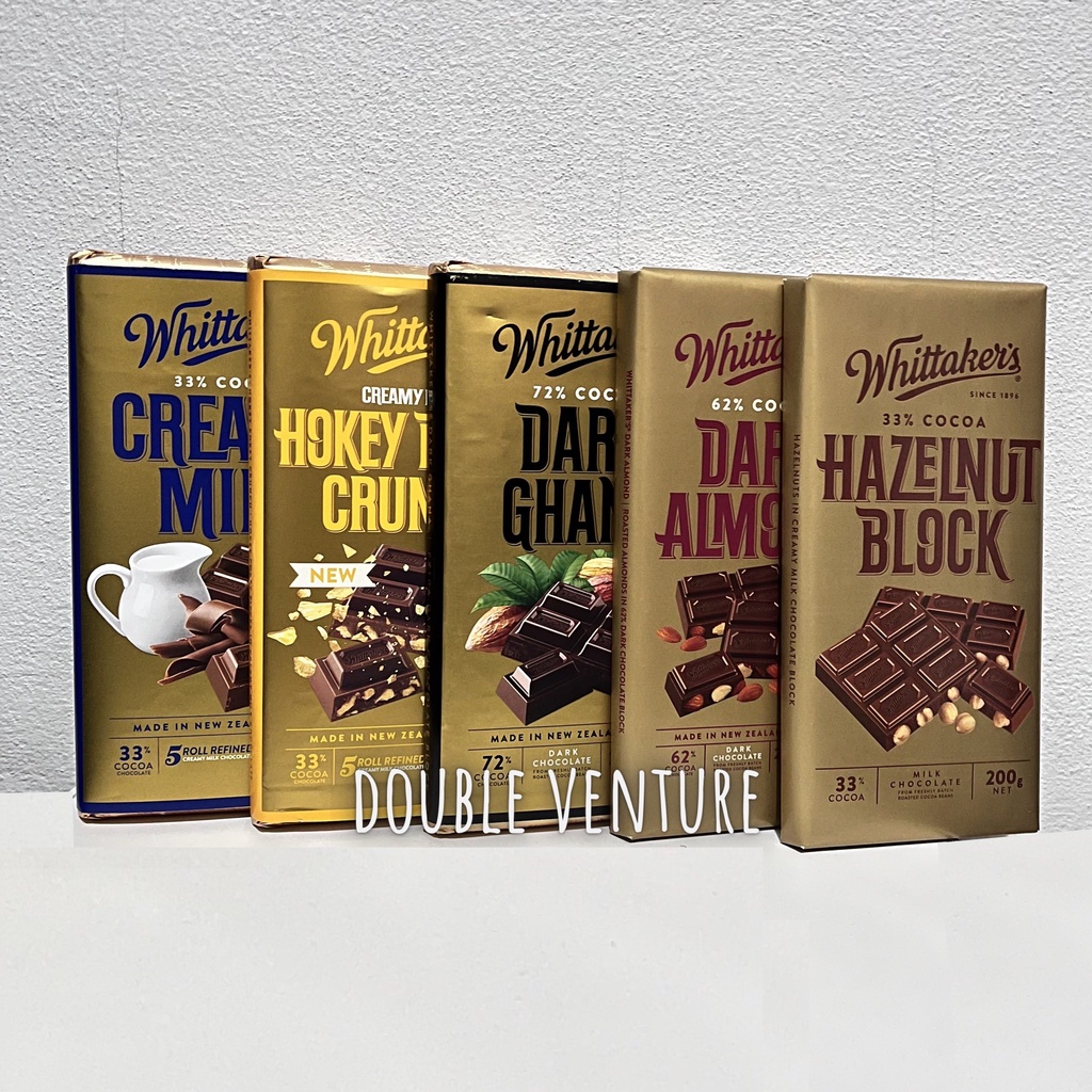 Whittakers Chocolate Block 200g 250g Dark Ghana Hokey Pokey Crunch Creamy Milk Hazelnut 4184