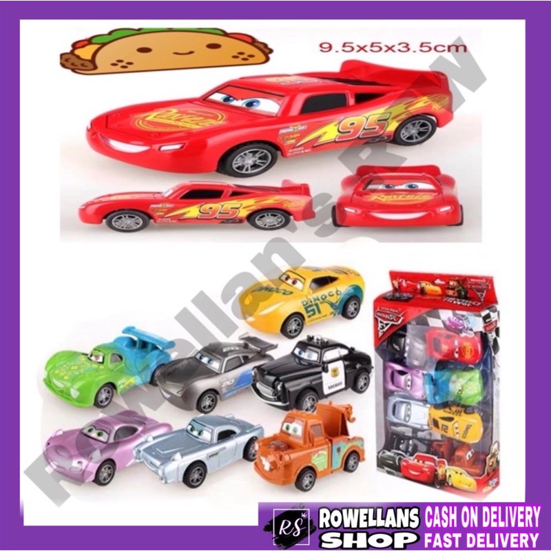 8in1 Cars Lightning Mcqueen Pull Back Cars Assorted Set Shopee