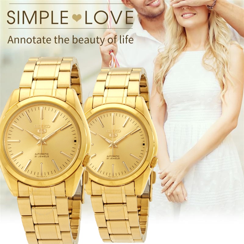 Buy 1 Take 1 SEIKO 5 Waterproof Pawnable Couple Watch 18K Gold Watch for  Women and Men Wedding Watch | Shopee Philippines