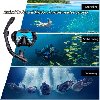 Snorkeling Set Scuba Diving Mask Tempered Glass Snorkel Adult Goggles ...