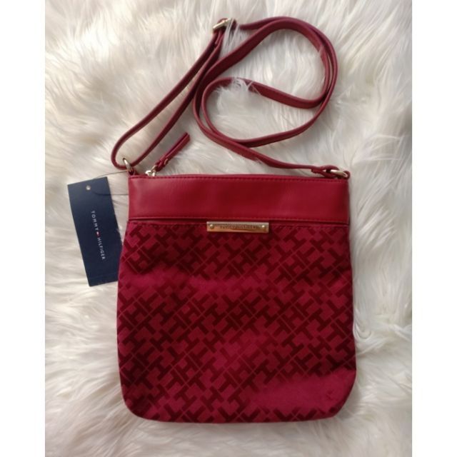 tommy hilfiger red sling bag