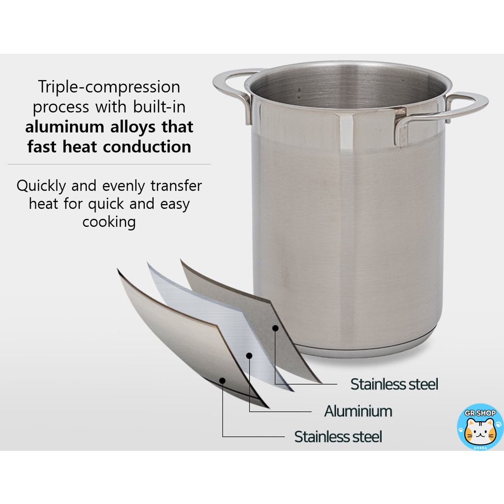 [Rhinox] Stainless Still Pasta Pot Multi Pot Set 16cm