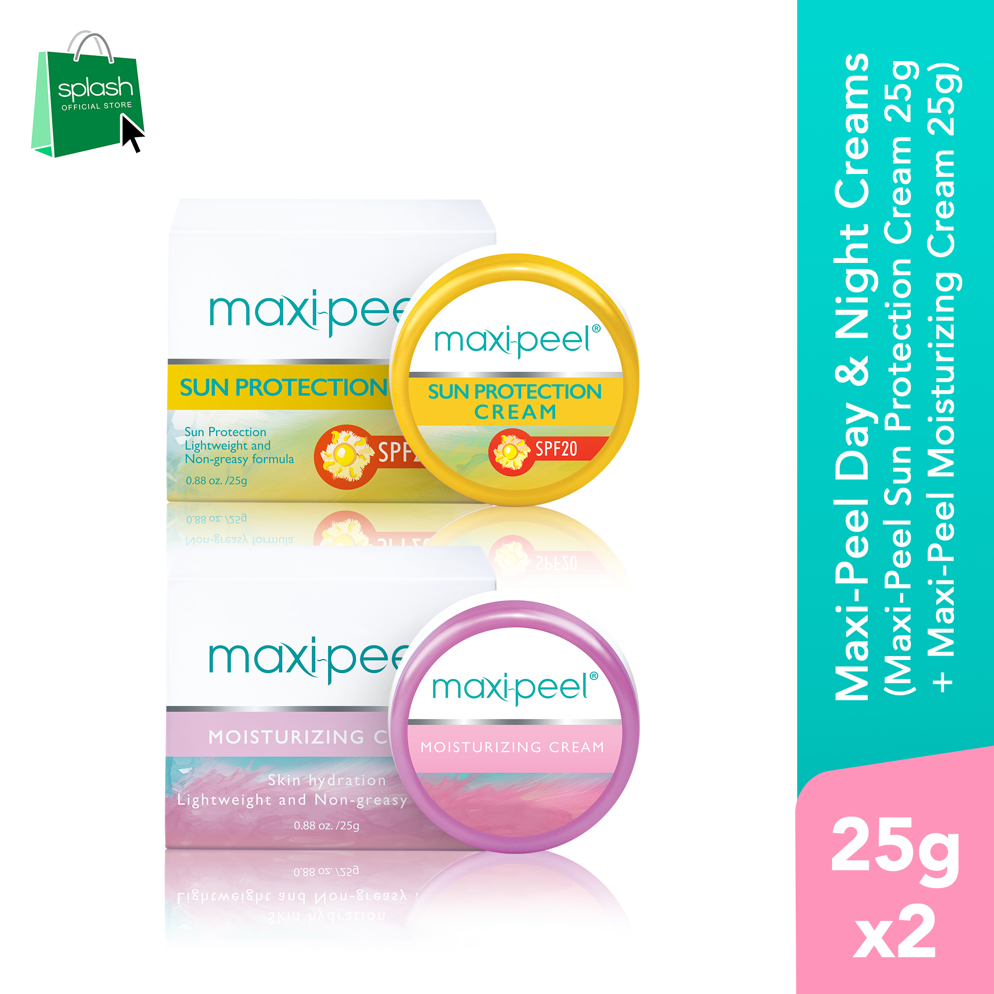 MaxiPeel Day & Night Creams (MaxiPeel Sun Protection Cream 25g + Maxi