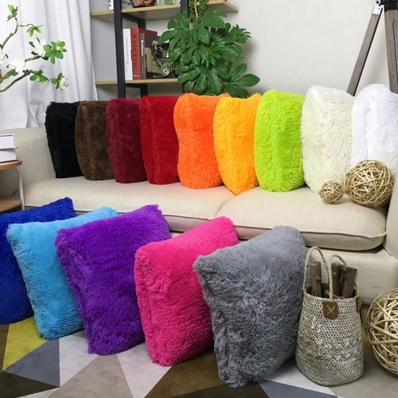 Soft Plush Cushion Cover Fur Fluffy Throw Sofa Pillow Case Shopee