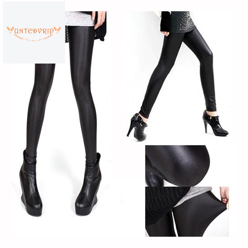 black leather look jeggings