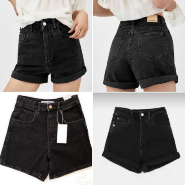 black high waisted mom shorts