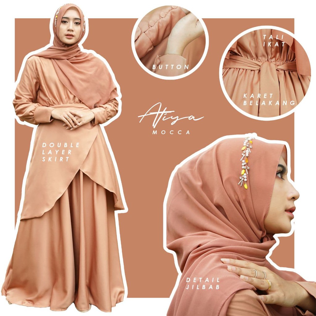 Atiya Set Mocca Raya Series Dress (Dress + Hijab) | Shopee Philippines