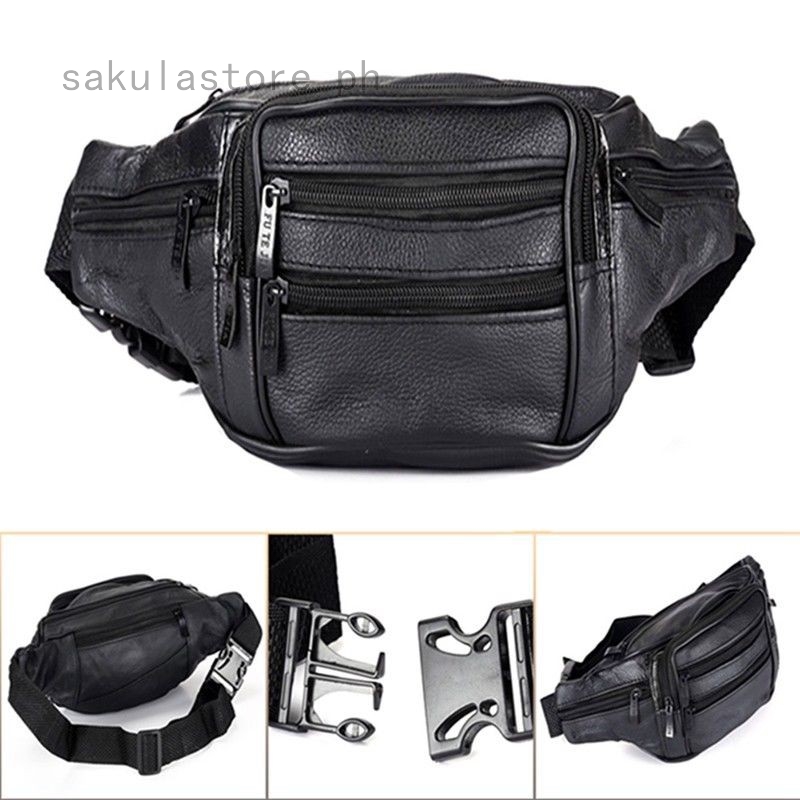 black leather bum bag