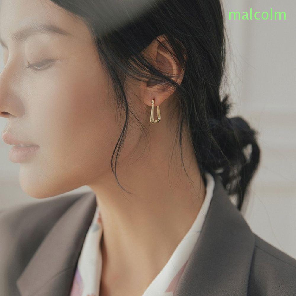 MALCOLM Popular Korean Style Earrings Ladies Geometric Hoop Earrings Women Stud Earrings Fashion Match Luxury Etrendy Ear Jewelry Exquisite Gift Ear Accessories Square Shaped/Multicolor