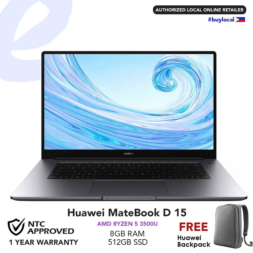 Huawei MateBook D15 AMD Ryzen 5 512GB SSD+ 8GB RAM FREE Backpack ...