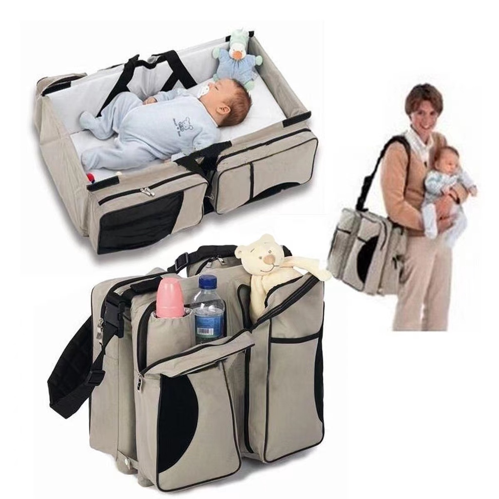 travel baby bag Crib Mommy Bag 2in1 multifunctional backpack diaper