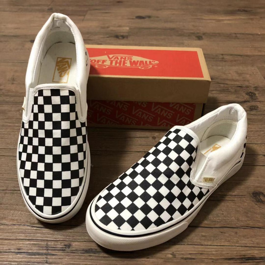 slip on checkered shoes