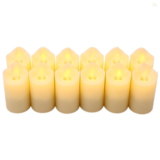 SUPH 12 PCS Rechargeable Flameless Candles Realistic Warm Yellow LED Cordless Pillar Candles Electric Candle Lights with Flickering Flame for Christmas Halloween Festivals Wedding #2