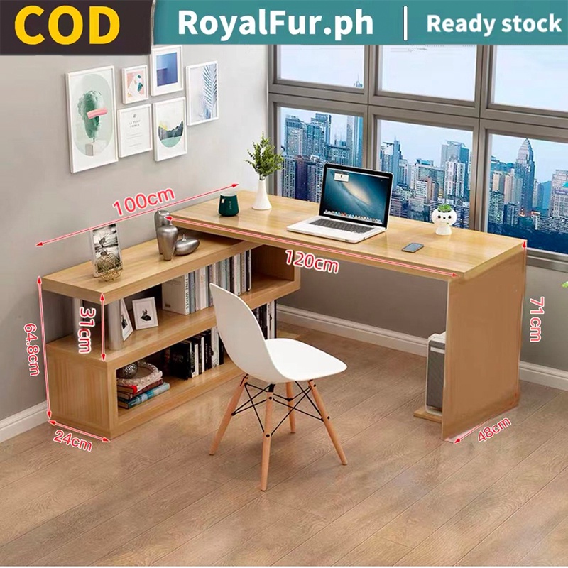 COD Computer Table Study desk 3layer bookshelf 360°rotating bookshelf