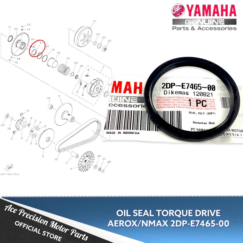 OIL SEAL TORQUE DRIVE NMAX V1/V2/AEROX 2DPE746500 YAMAHA GENUINE