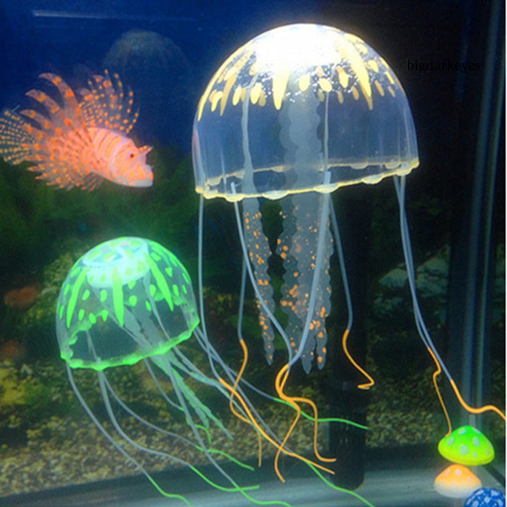 Aquarium Glowing Artificial Jellyfish Silicone Fish Tank Submarines Ornament #7