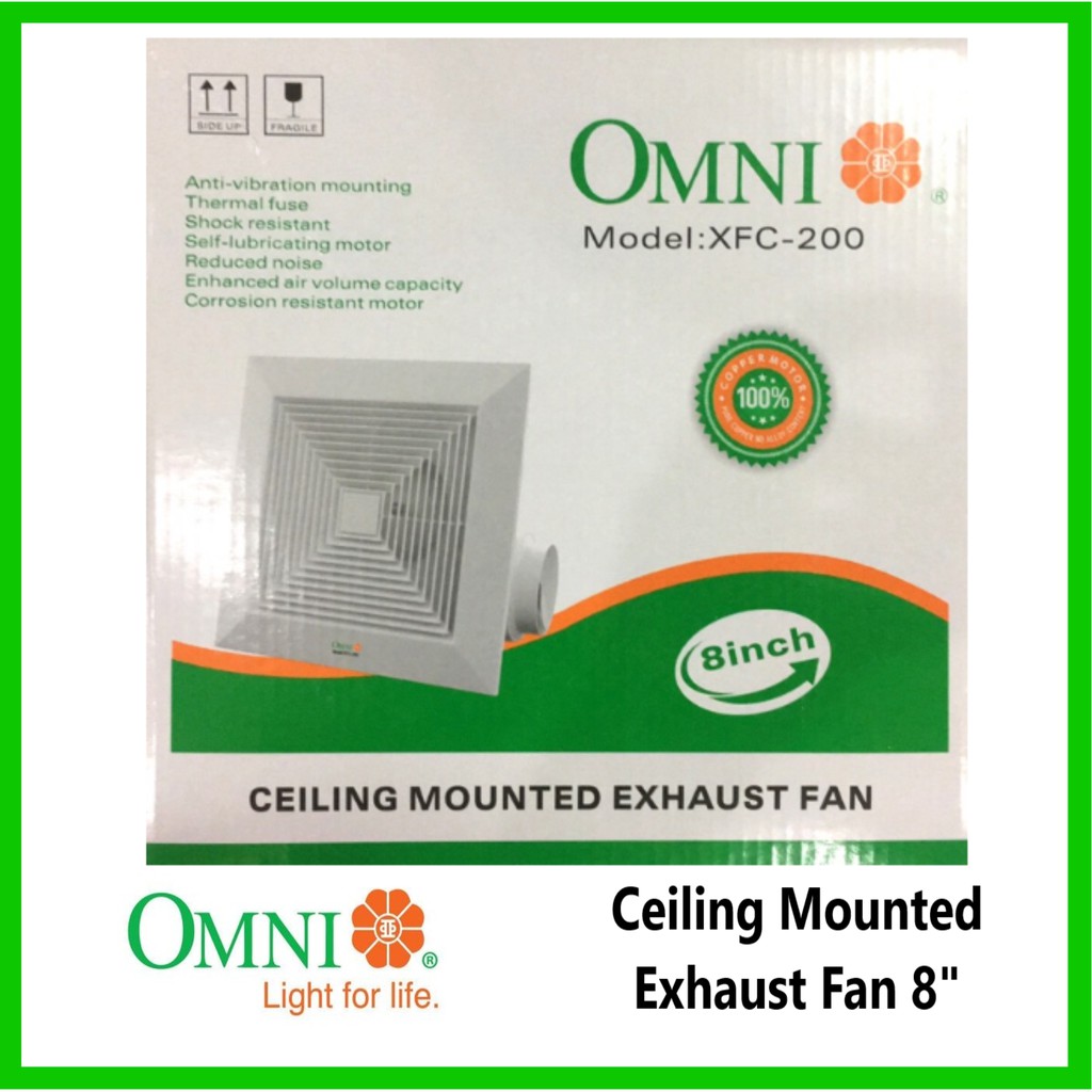 Omni Ceiling Mounted Exhaust Fan 8 Xfc 200 100 Pure Copper