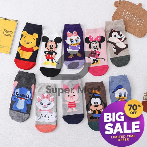 SM Disney Iconic Socks Disney Cartoon Ankle Socks for Men Women Kids