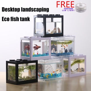 Colorful Small Fish Tank Small Creative Ecological Tank Micro Landscape Fighting With LED Light