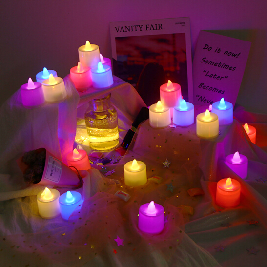 #Growfonder#1 PC Creative LED Candle Multicolor Lamp/ Simulation Color Flame Light for Home Wedding Birthday Decoration