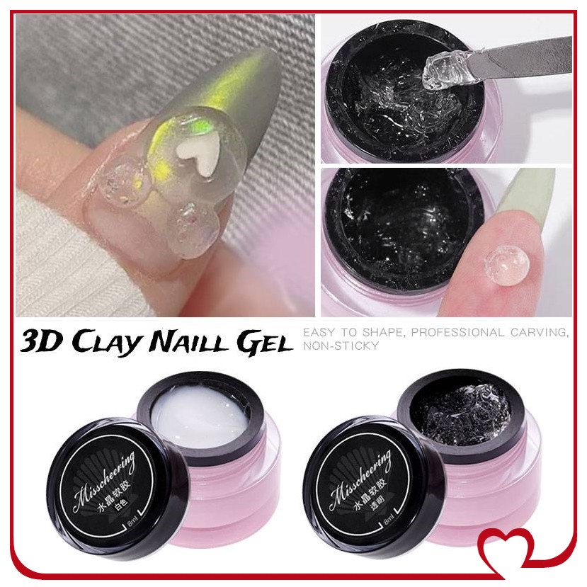 Misscheering 8ML 1 Bottle 3D Stereo Clay Soft Naill Gel Glue Carve Model Non Sticky Manicure Gel