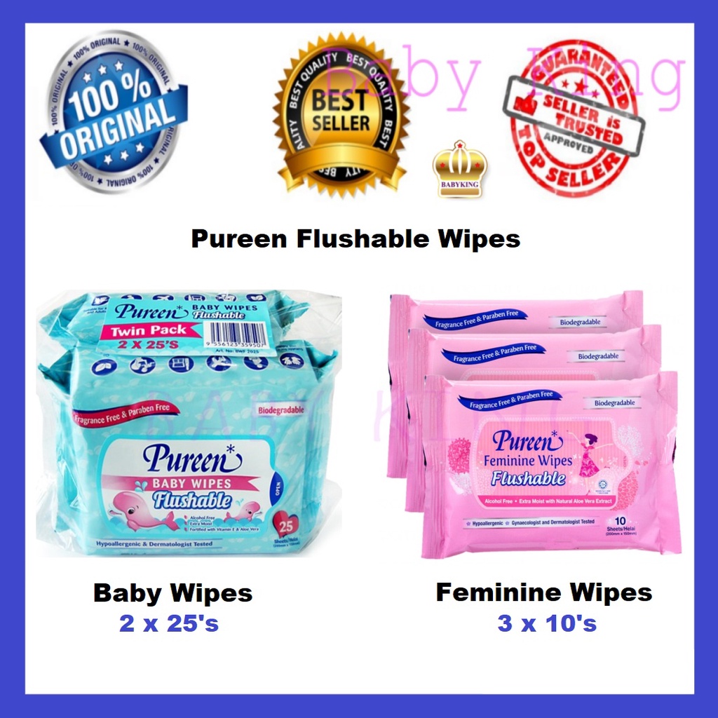 Original Pureen Baby Wipes Flushable Feminine Wipes Flushable Fragrance