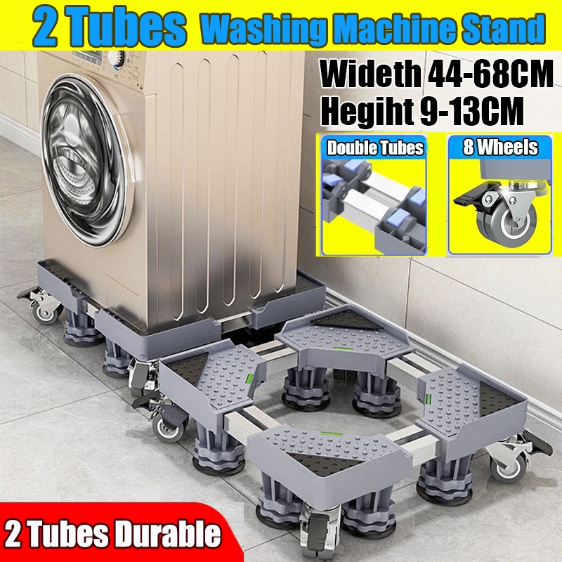 2 Tubes Washing Machine Stand With wheels Adjustable Ref Stand Roller