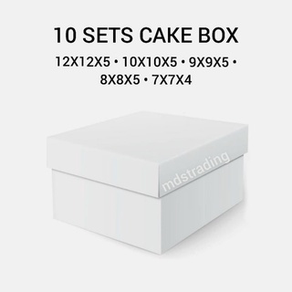 10 SETS Plain White Cake Box 12X12X5 10X10X5 10X10X4 9X9X5 8X8X5 7X7X4 Cakebox Boxes Carton