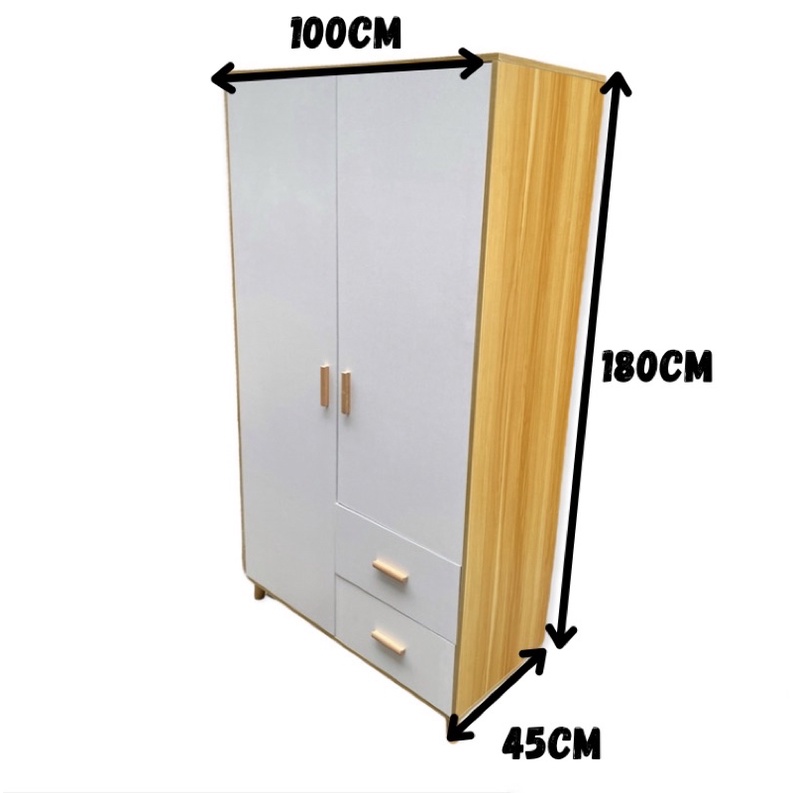 Nordic Modern Bedroom Wooden Wardrobe Storage with Two Drawers