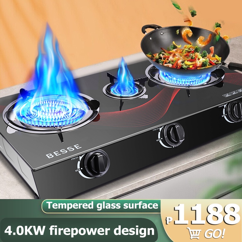 Ac Threeburner gas stove 4000KW highfire desktop natural gas stove