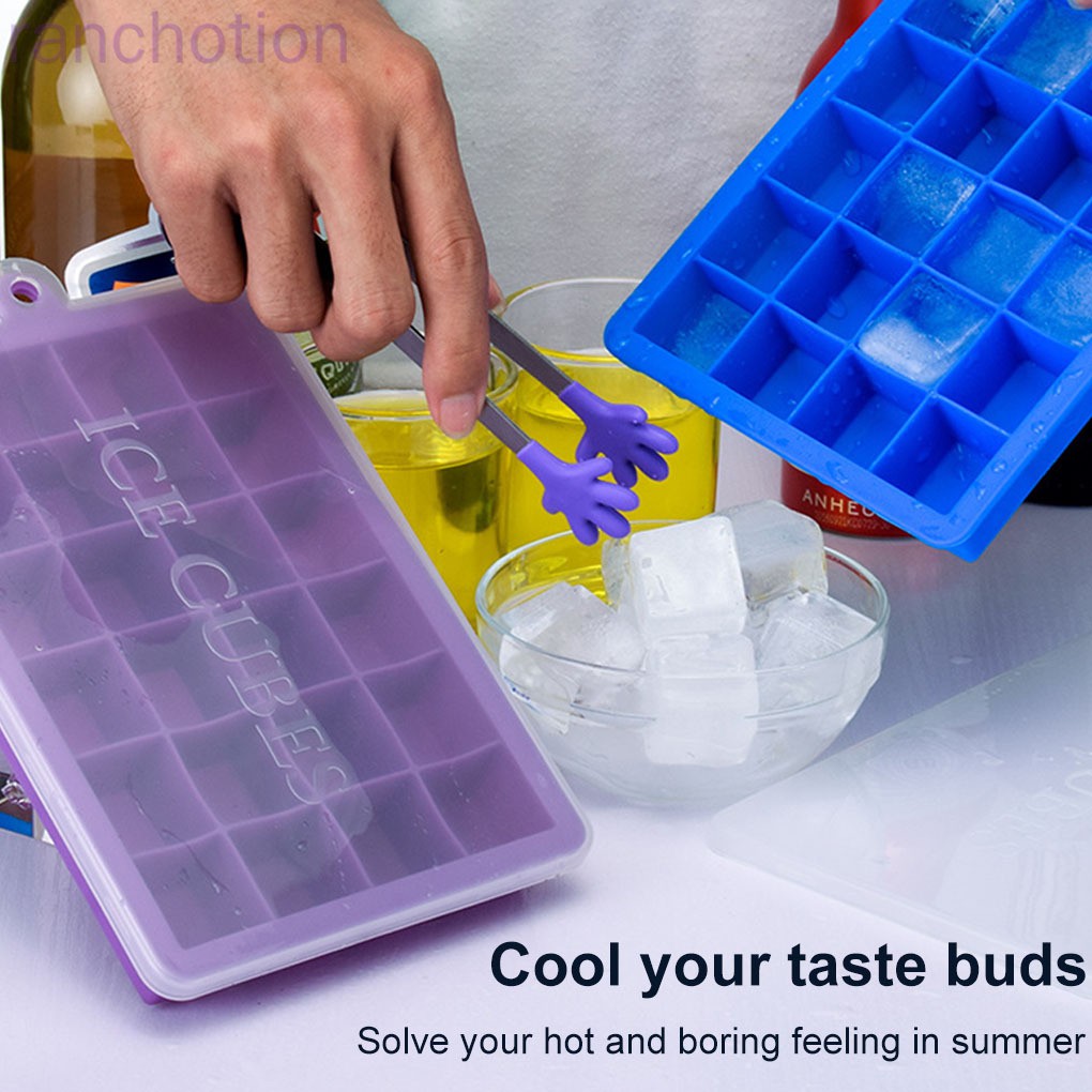16 Cavity Ice Cube Tray Box w/ Lid Cover Drink Jelly Freezer Mold Mould Maker xi 