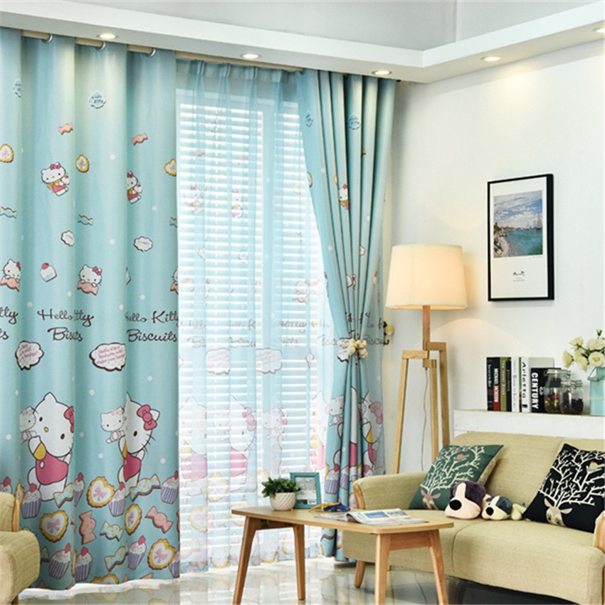 Blue Hello Kitty Curtain Kids Curtain Drapes For Living Room