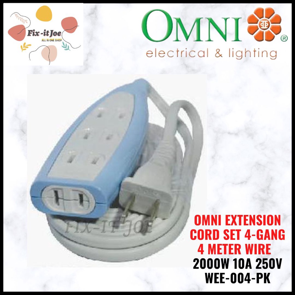 OMNI EXTENSION CORD SET 4GANG 4 METER WIRE WEE004PK Shopee Philippines