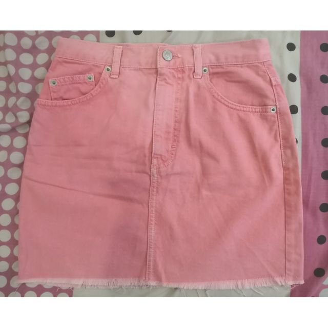 topshop pink denim skirt