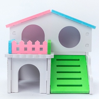 1 Pcs Hamster House Plastic DIY Double Layer Small Animal Hideout Play Hamster Villa Funny Rat Mouse #6