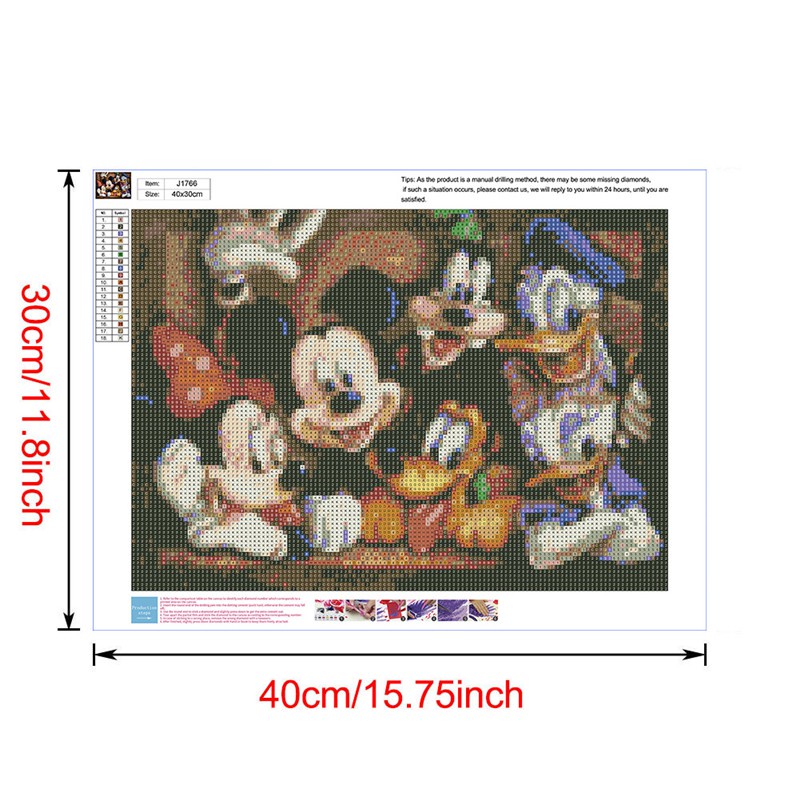 Diamondpainting DIY 5D Diamond Painting Full Drill Kit, Mickey Mouse & Friends, Disney for Wall An