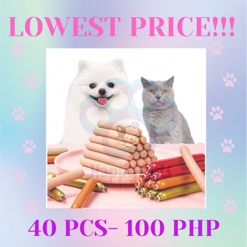 LOWEST PRICE Pet Treats Hotdog for Dogs and Cat Pet Sausage 40 pcs for 100 pesos Shopee