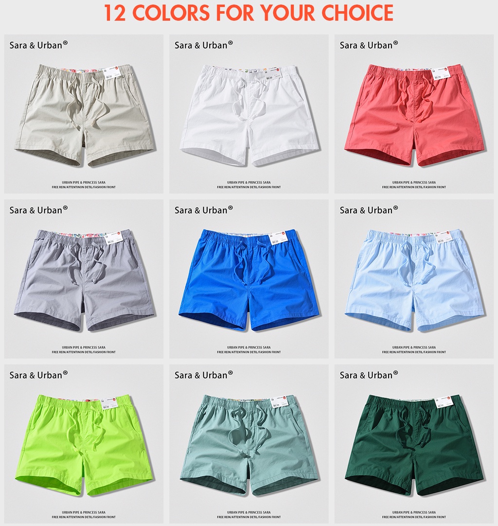 URBAN PIPE Board Plain Shorts For Men Knee-Above Casual Drawstring ...