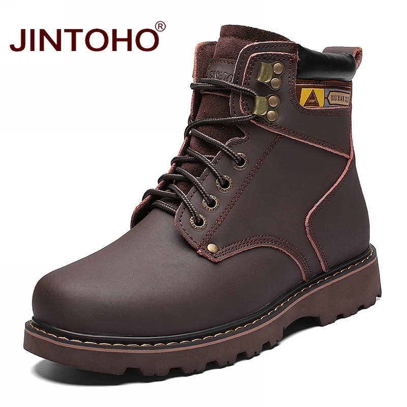 Male Work Leather Boots Genuine Leather 