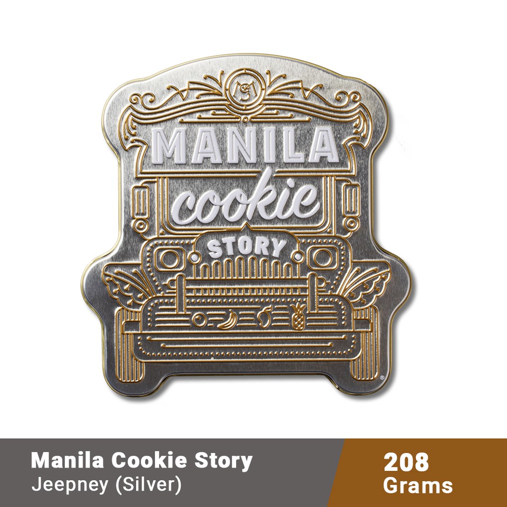 Manila Cookie Story Medium Jeepney (Silver) Tin Gift cookies, 16