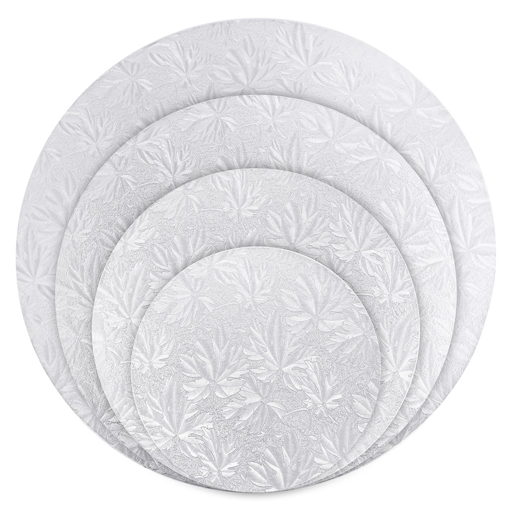 Hemoton 4pcs Cake Boards Embossed Round Serving Base Cake Circles