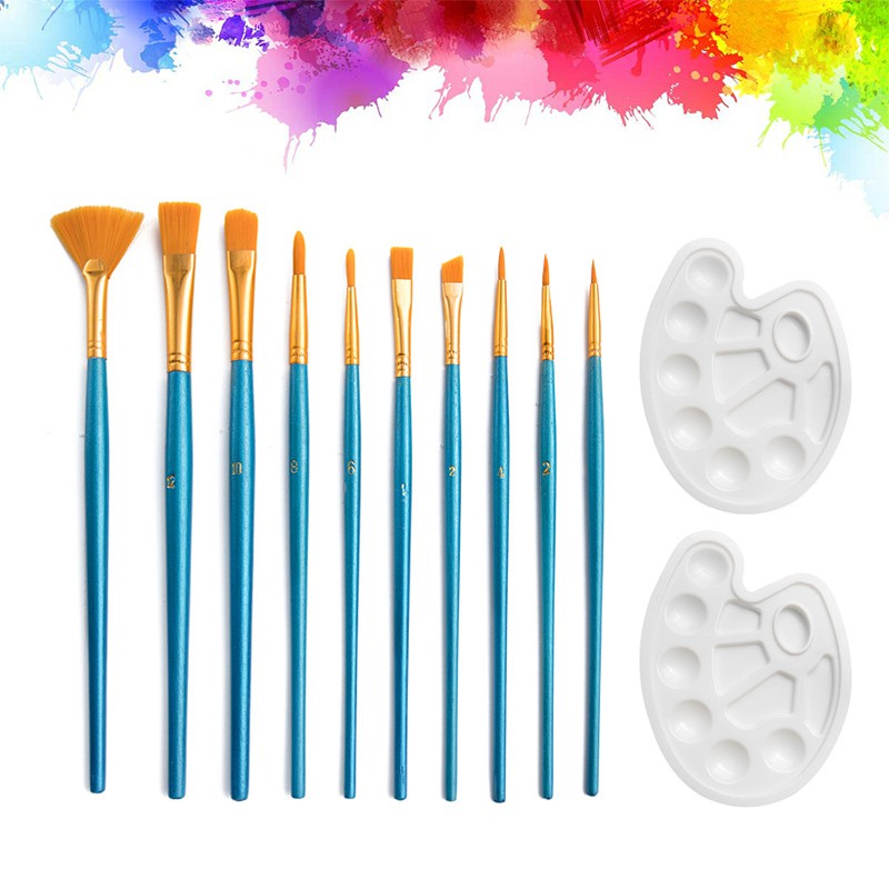 Paint Brush Set, 10 Pcs Artist Paint Brush With Nylon Hair And Wooden